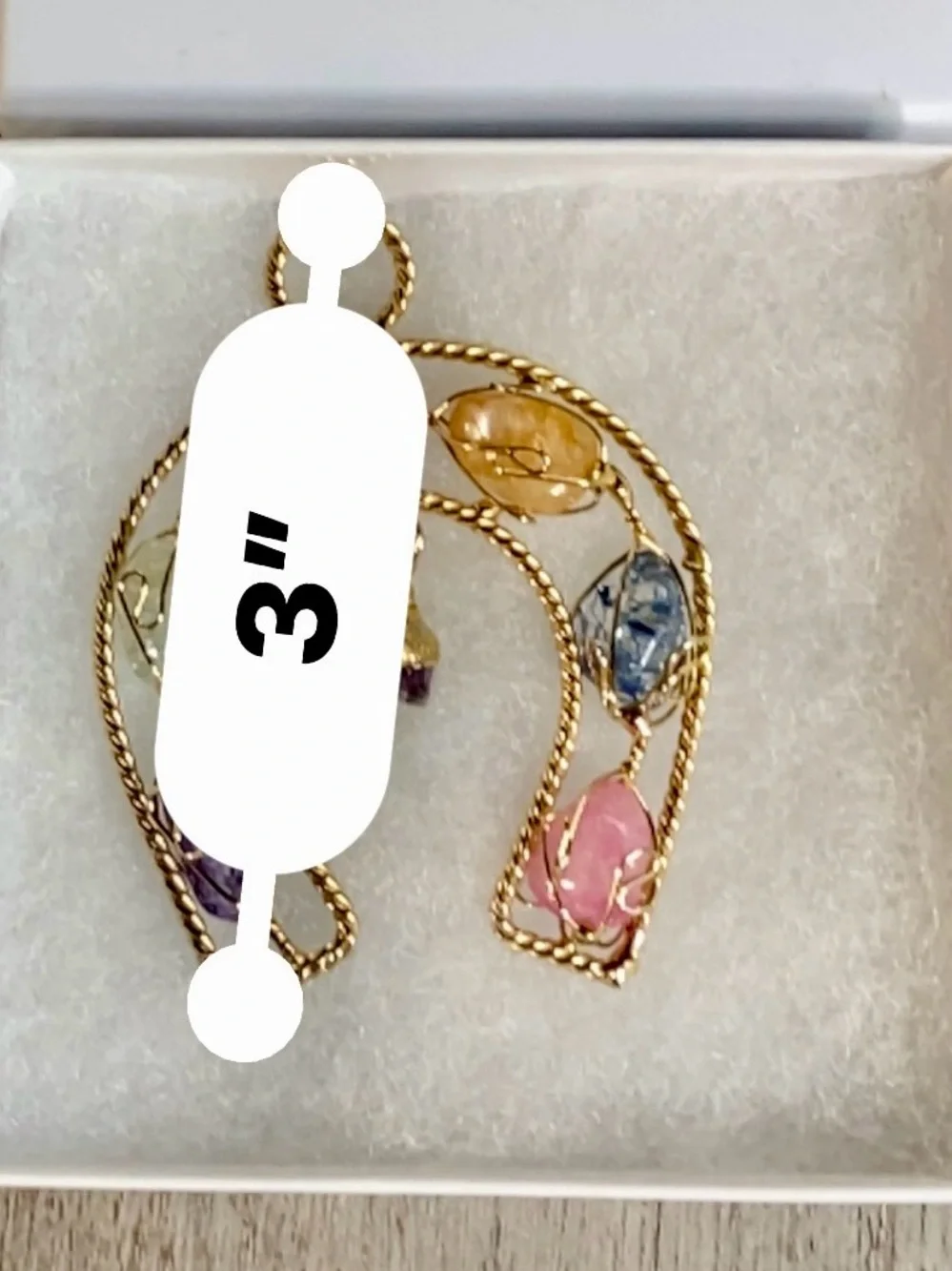 Gold-Tone Multi-Colored Wire-Wrapped Gemstone Pendant